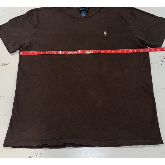 Vtg POLO RALPH LAUREN Shirt Mens L Large  Brown Single Stitch Short Sleeve Pony - Picture 3 of 10